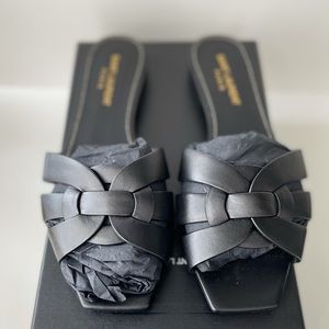 Saint Laurent Tribute Leather Slides 37